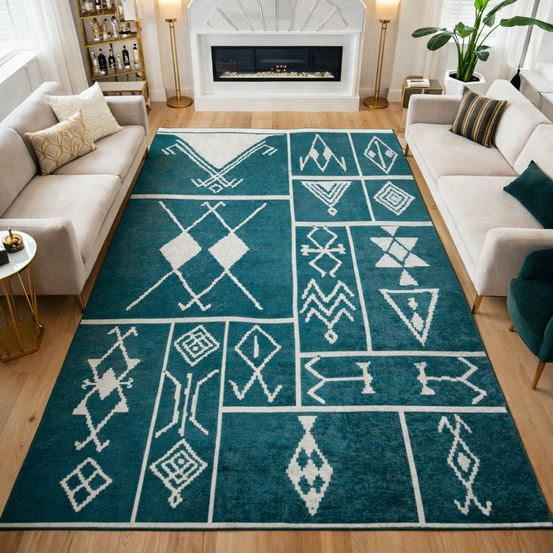 Tapis de cuisine 120x170 lyn11 etnik vert, facile d'entretien