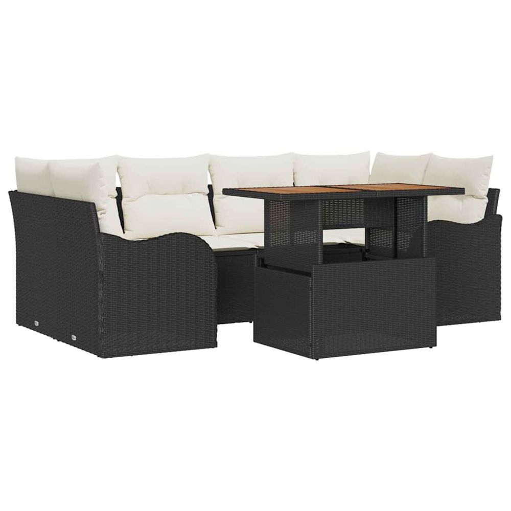Ensemble de canapé de jardin 7 pc noir et crème