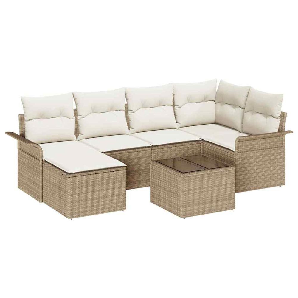 Ensemble de canapé de jardin 7 pc beige polyrotin
