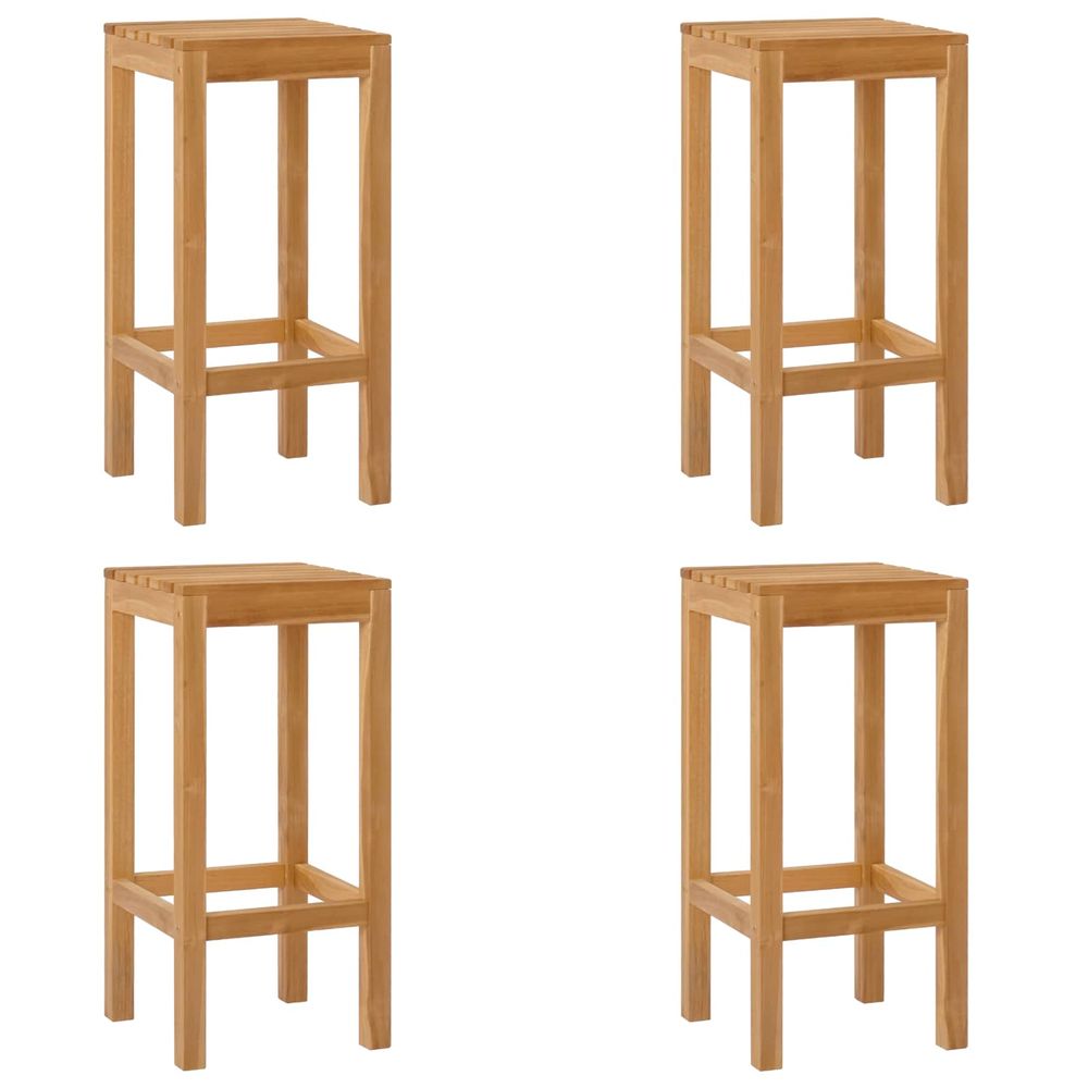 Tabouret de bar 4 pc naturel bois de teck massif