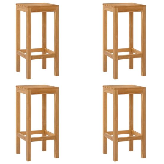Tabouret de bar 4 pc naturel bois de teck massif