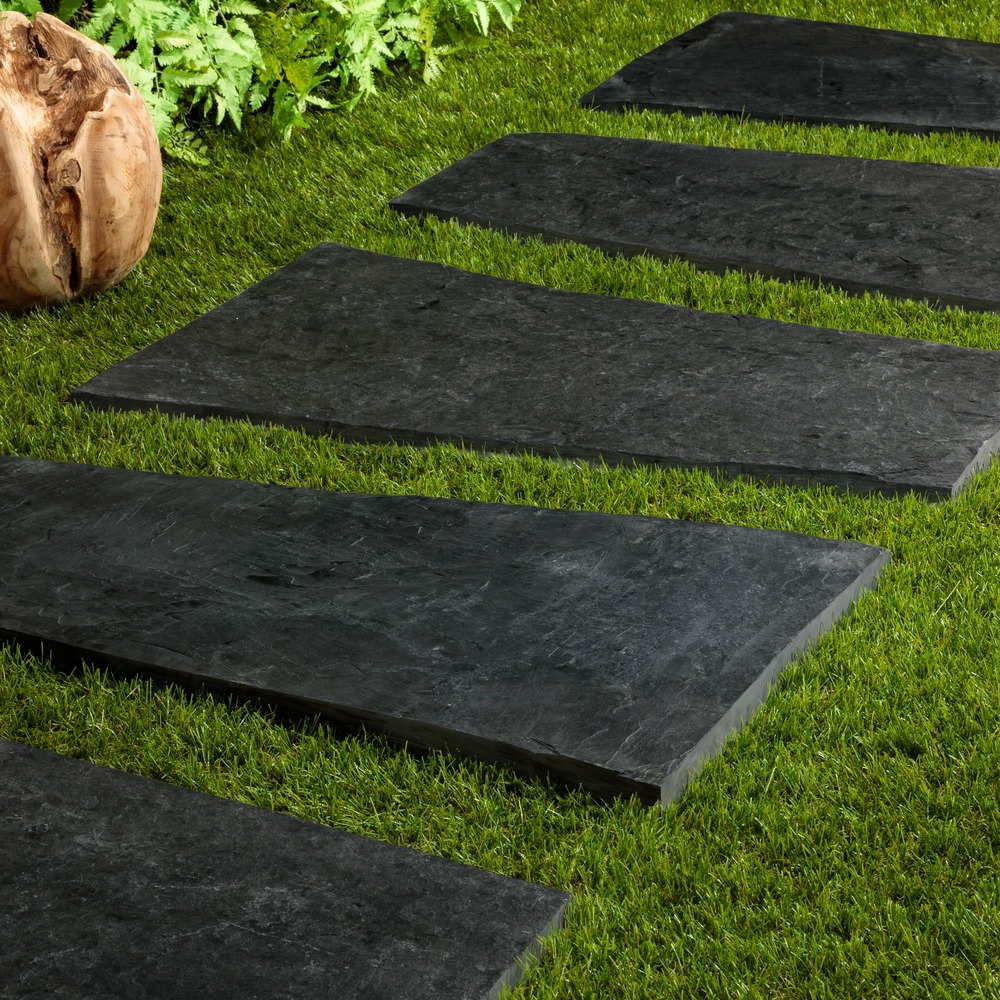 Pas japonais trapèze ardoise noire 80x30/50x3 cm (lot de 5) - ro'ma nature