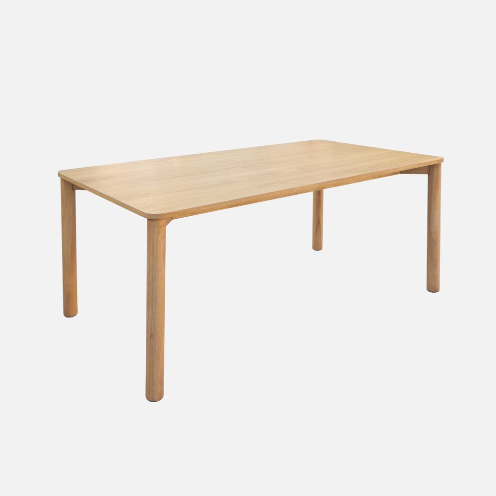 Table à manger rectangulaire bois d'hévéa et placage chêne 6 places - 180 x 100 x 75 cm - solene