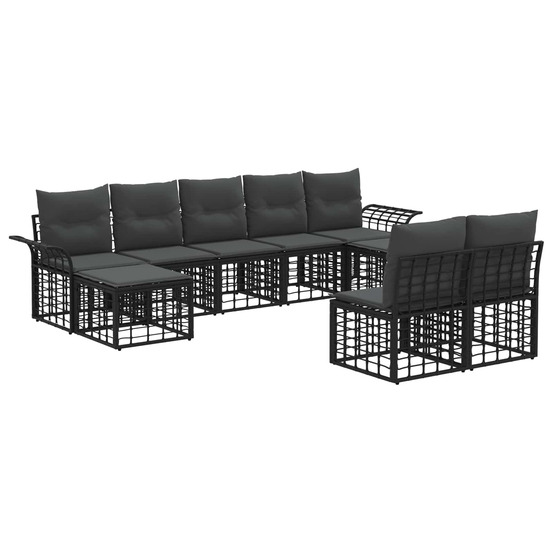 Ensemble de canapés d'extérieur 9 pcs noir et gris foncé