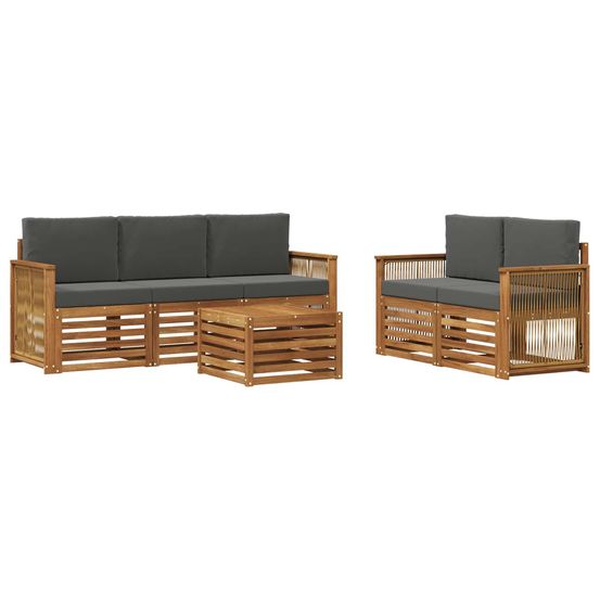 Ensemble de canapés d'extérieur 6 pc naturel et anthracite