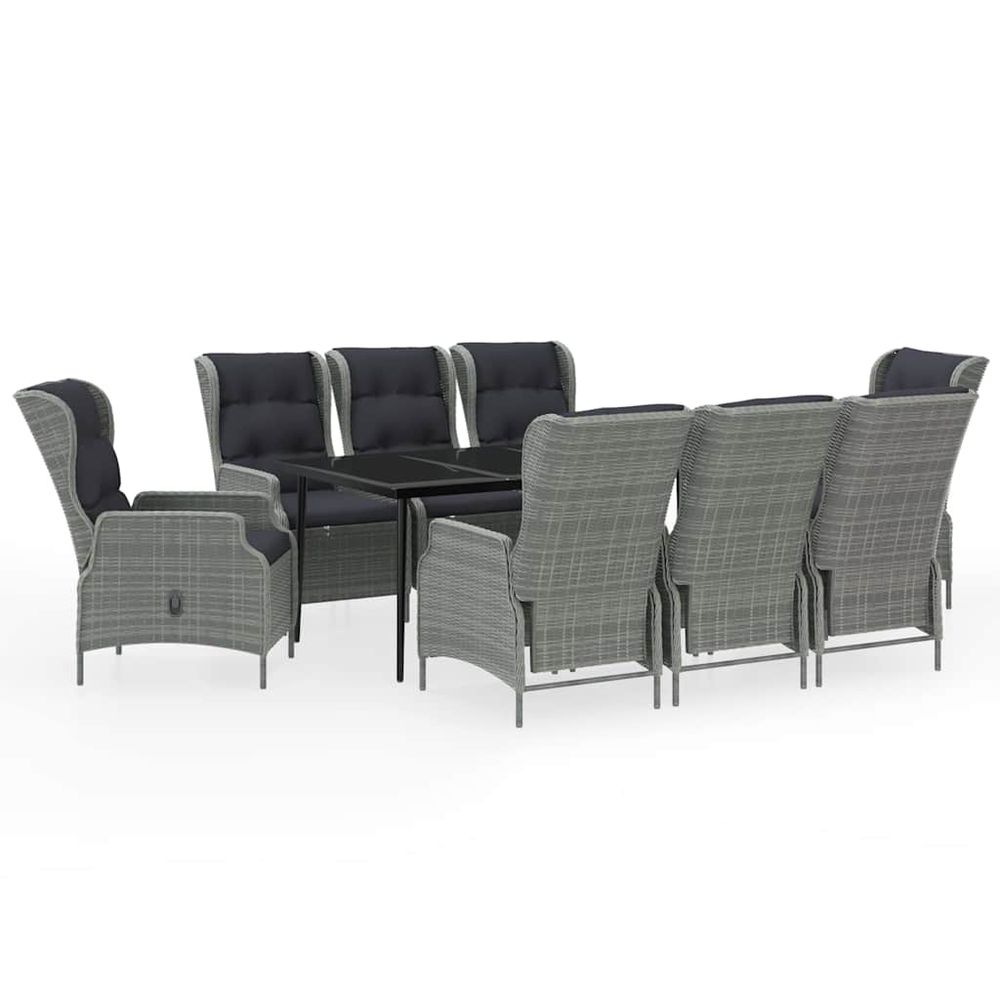 Ensemble à manger de jardin 9 pcs gris clair