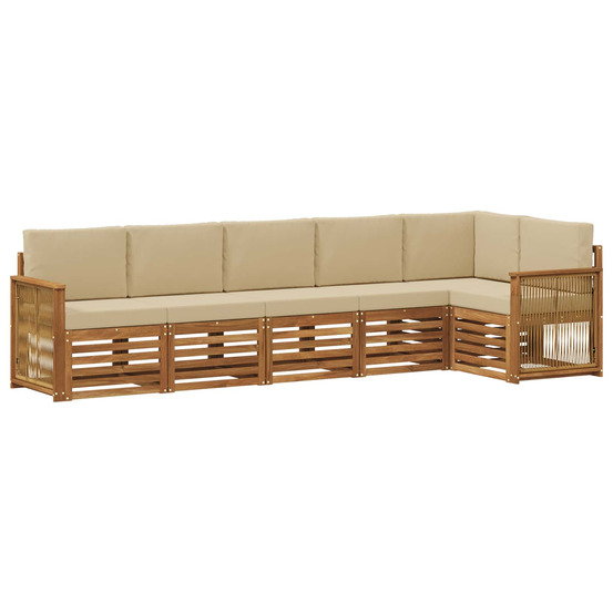 Ensemble de canapé d'angle avec coussin 5 pcs naturel