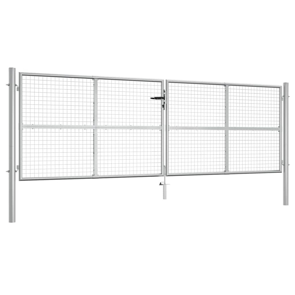 Portail de jardin en acier galvanisé 400 x 125 cm argent