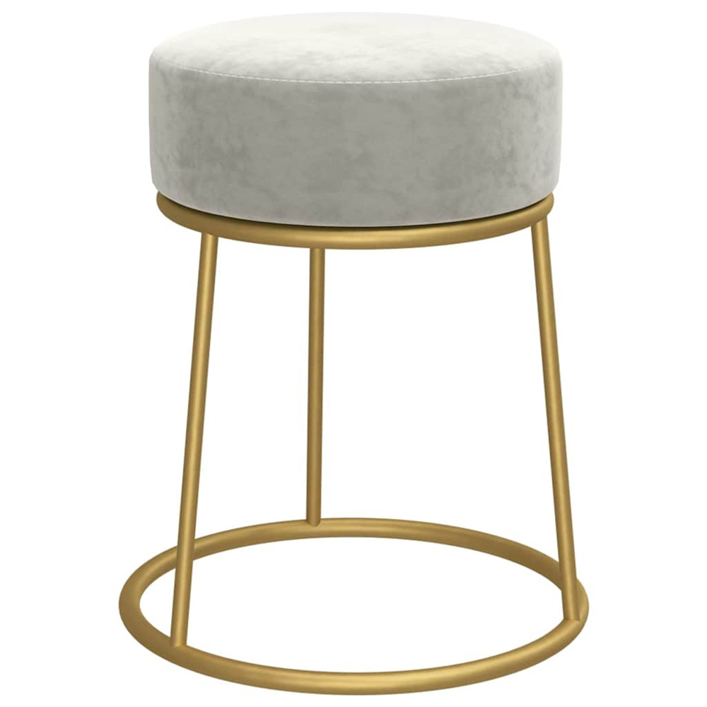 Tabouret rond gris clair velours