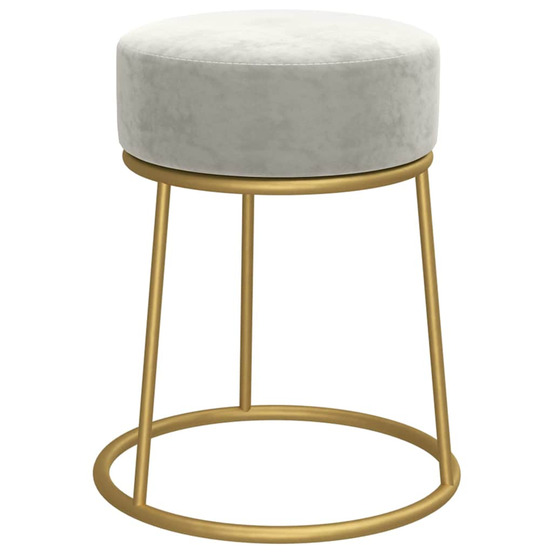 Tabouret rond gris clair velours