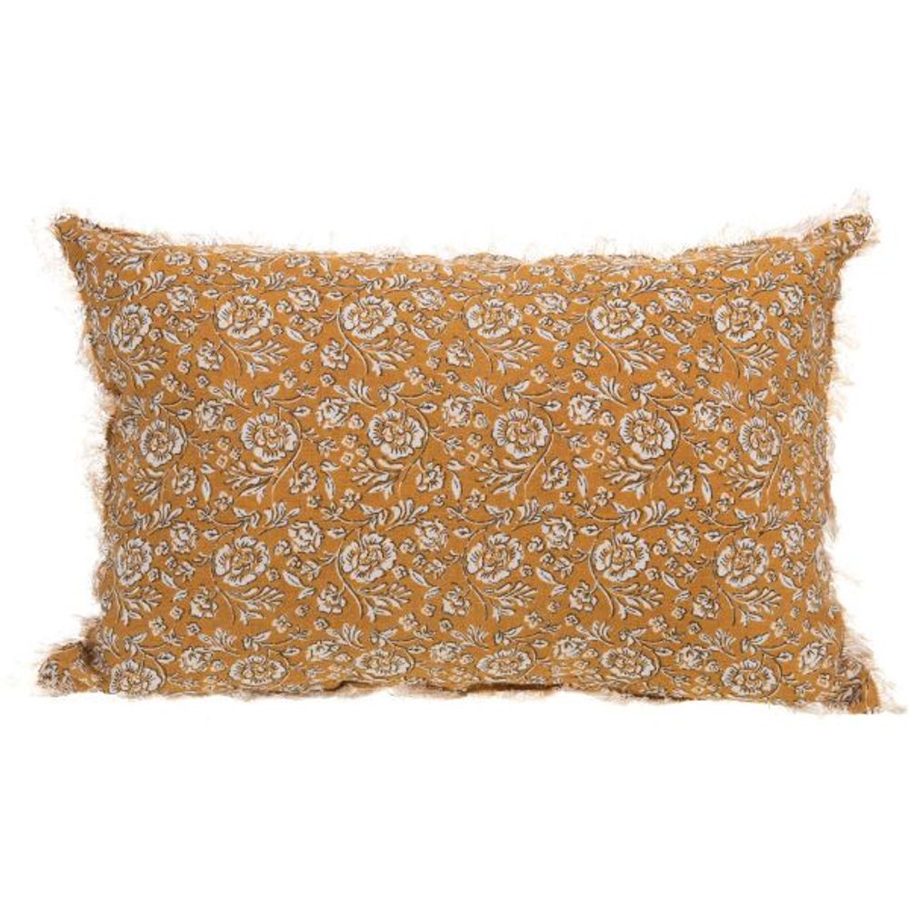 Coussin en lin à motifs capucine 40 x 60 cm jaune