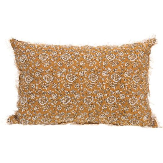 Coussin en lin à motifs capucine 40 x 60 cm jaune