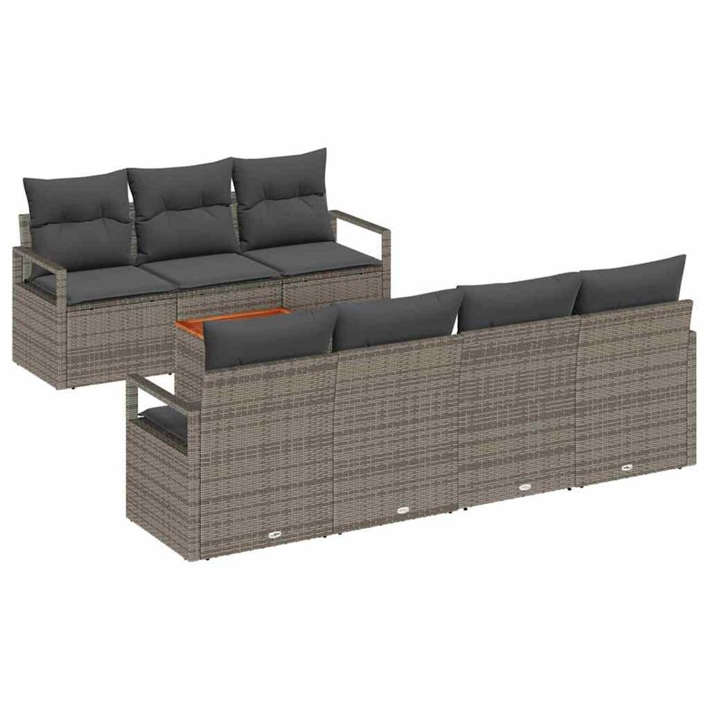 Ensemble de canapé de jardin 8 pc gris polyrotin