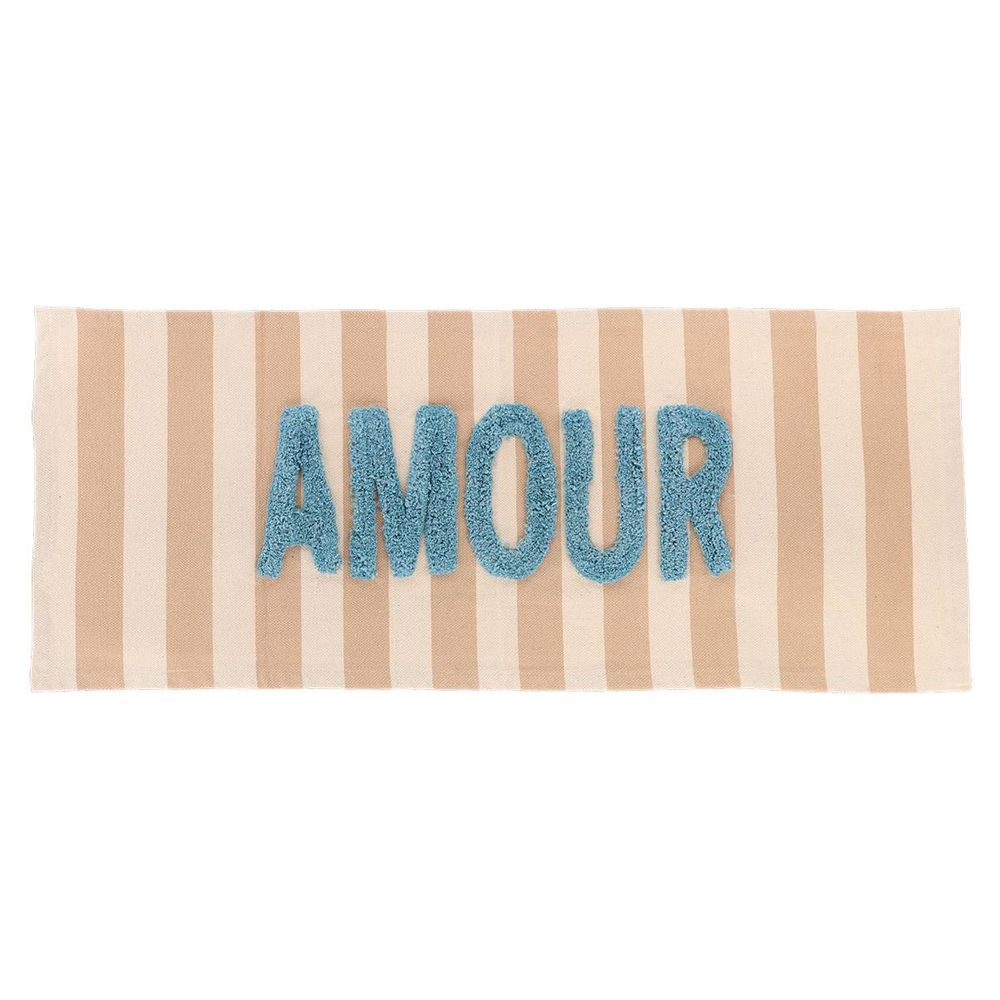 Tapis coton inscription tuftee amour 45x120 cm - cappuccino/beige
