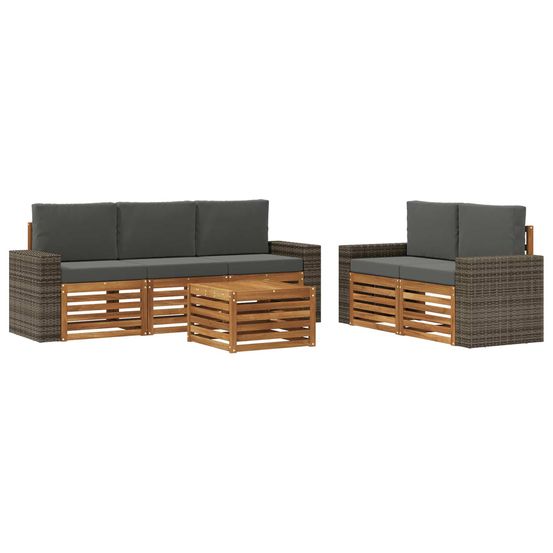 Ensemble de canapés d'extérieur 6 pc naturel et anthracite