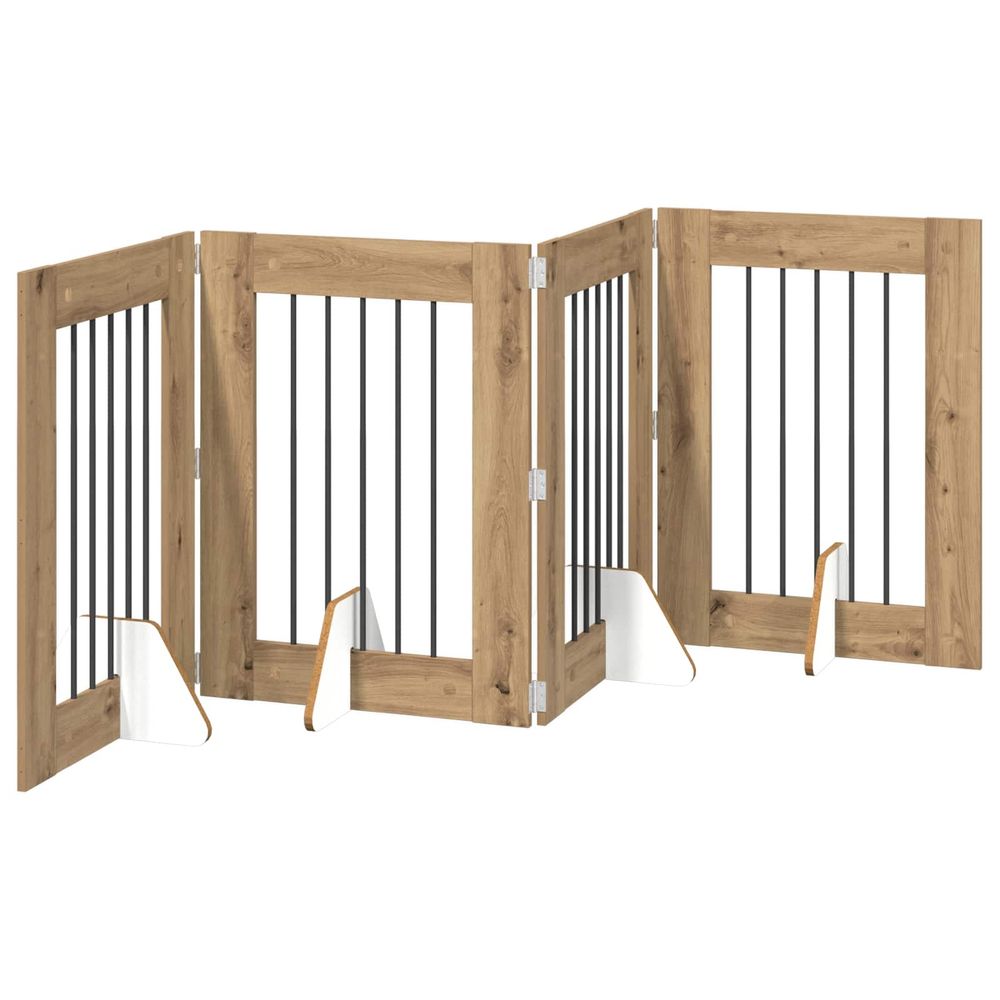 Porte de chien pliable avec supports 4 pc chêne artisanal