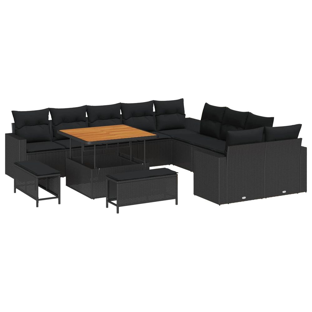 Ensemble de canapé de jardin 13 pc noir polyrotin