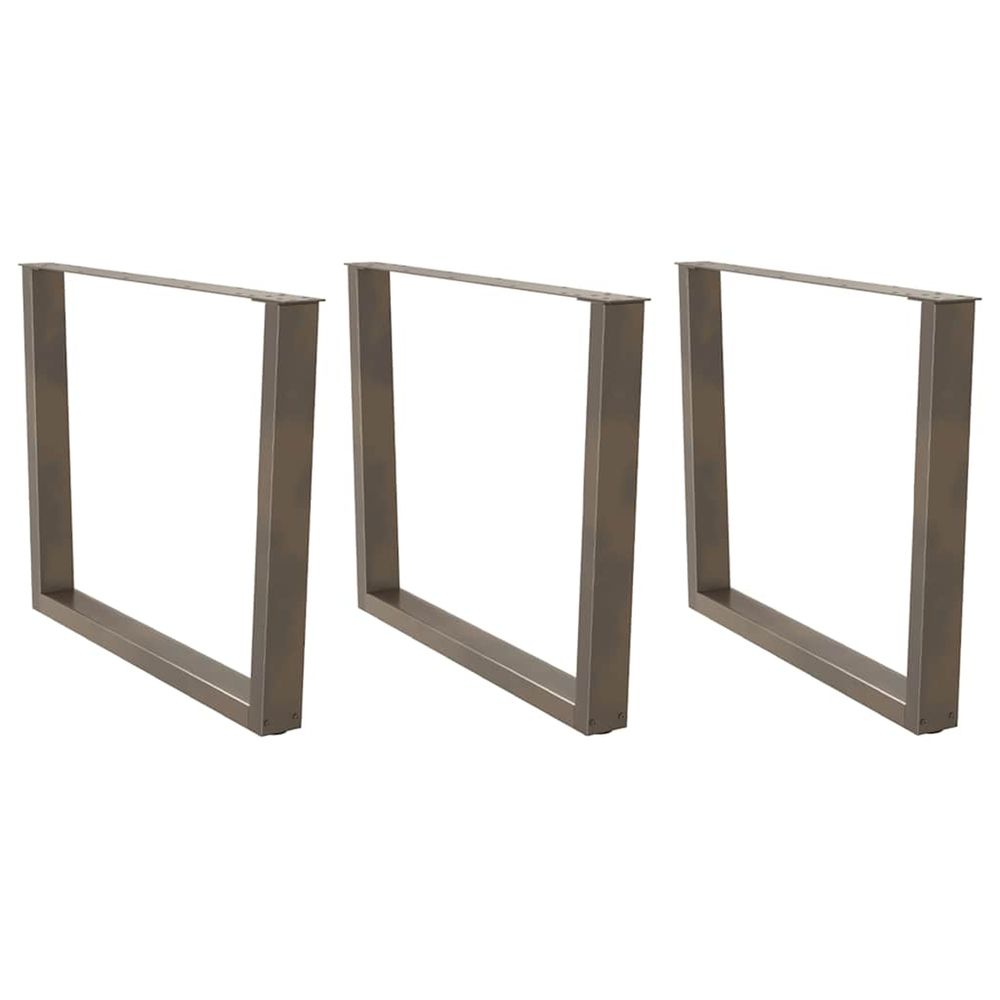 Pieds de table à manger en forme de v, 3 pièces, acier naturel, 100 x (72-73,3) cm