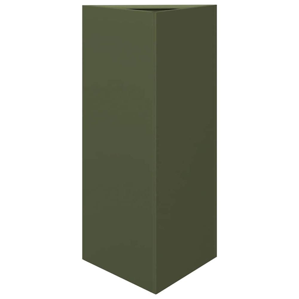 Jardinière vert olive triangulaire 40x34,5x75 cm acier