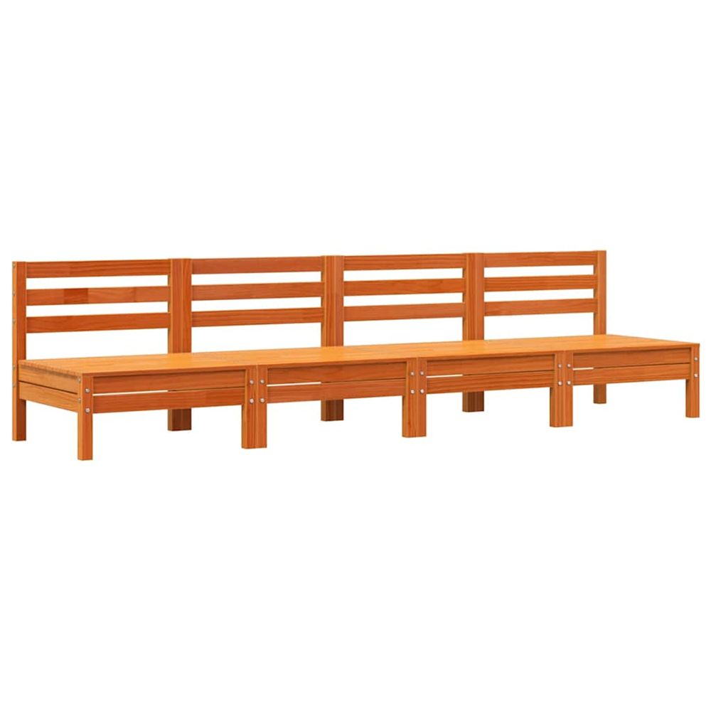 Corner sofa 4 pc solid pine wood brun cire standard