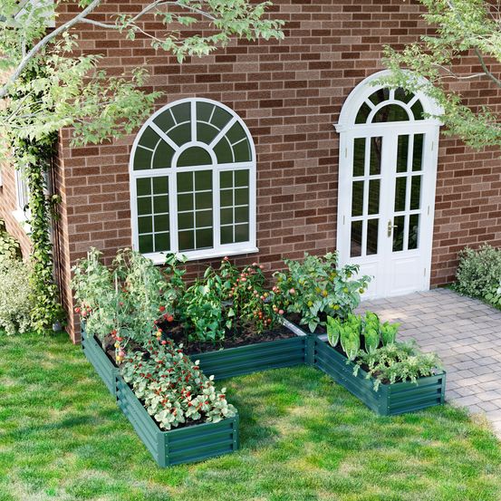 Jardinière modulable 5 bacs acier potager pour légumes et fleurs vert