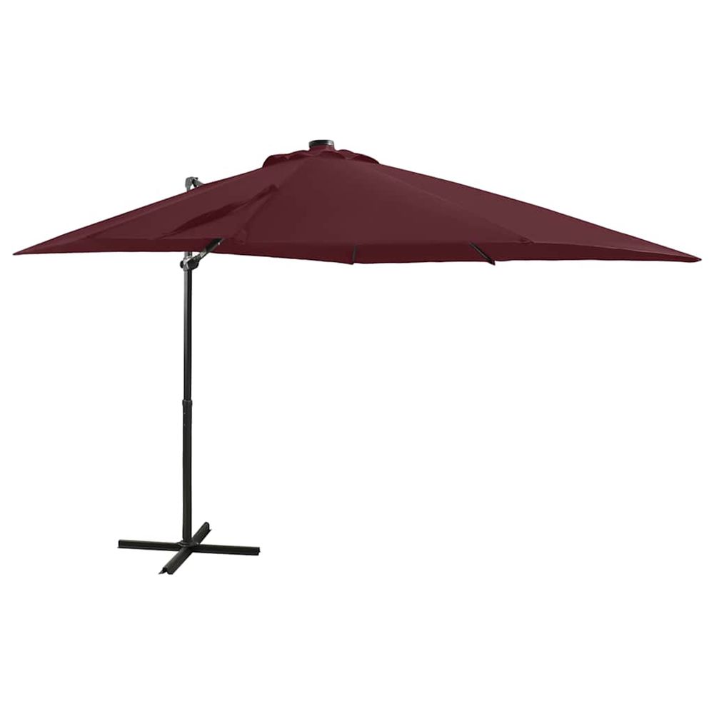 Parasol de jardin en porte-à-faux avec mât et lumières led