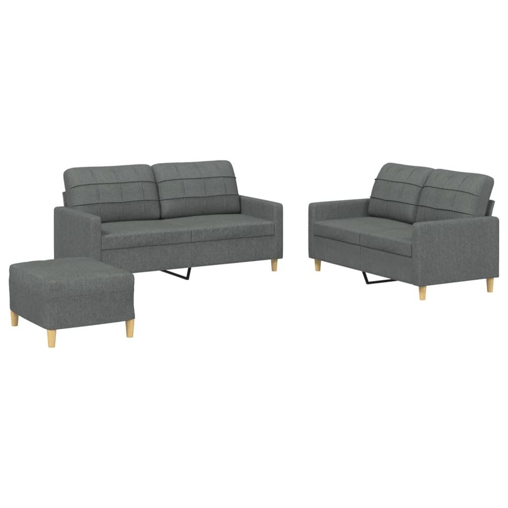 Ensemble de canapés 3 pcs avec coussins gris foncé tissu