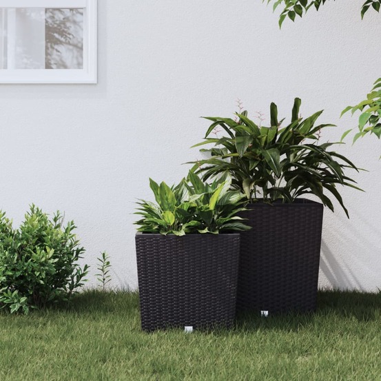 Jardinière et intérieur amovible anthracite 21 /32 l rotin pp