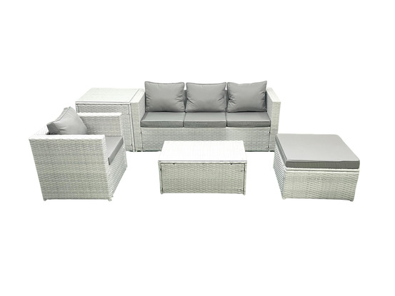 5 pièces salon de jardin canapé de jardin avec fauteuil table basse table d'appoint grand tabouret gris clair mixte