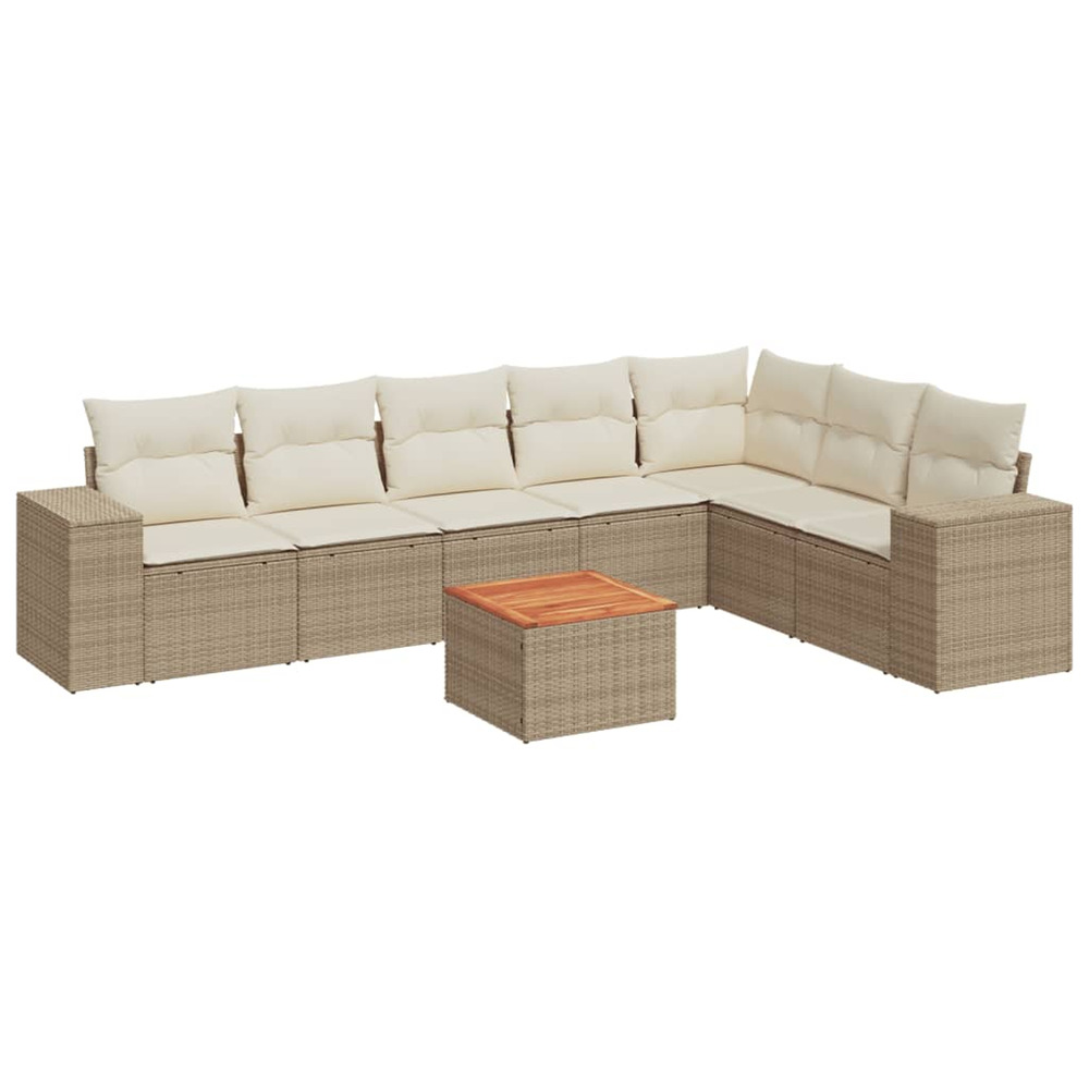 Salon de jardin avec coussins 8 pcs beige résine tressée