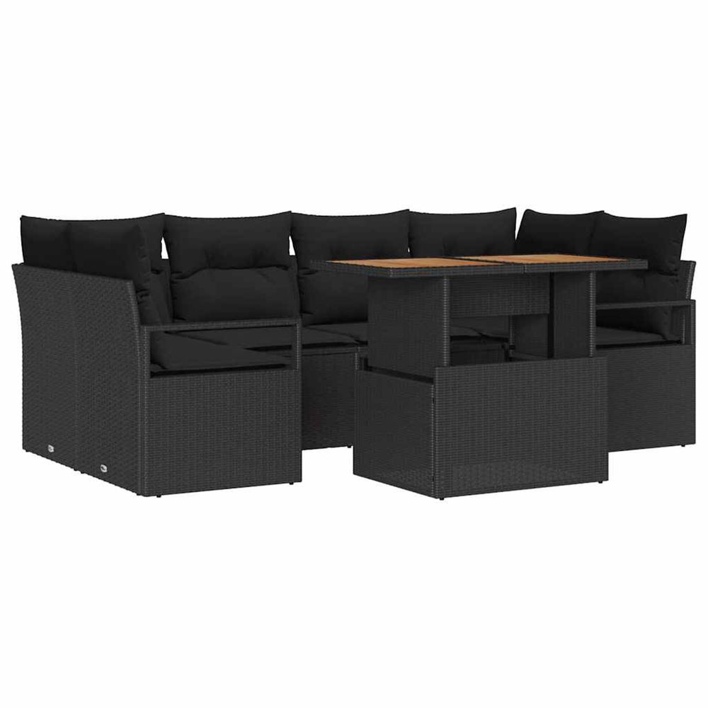 Ensemble de canapé de jardin 7 pc noir poly rotin