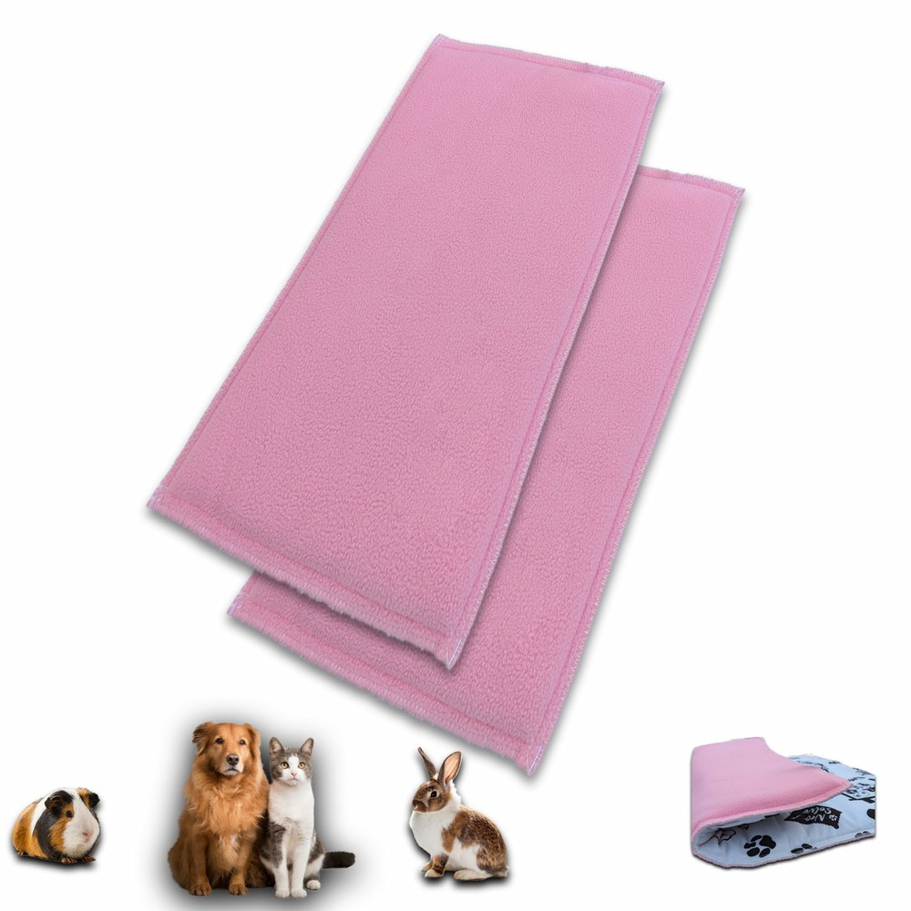 Lot de 2 - tapis pour cochon d'inde et lapin en polaire 120 x 60 cm - polaire absorbant, lavable en machine, economique