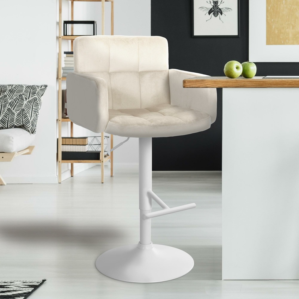 Tabouret de bar los angeles velours blanc
