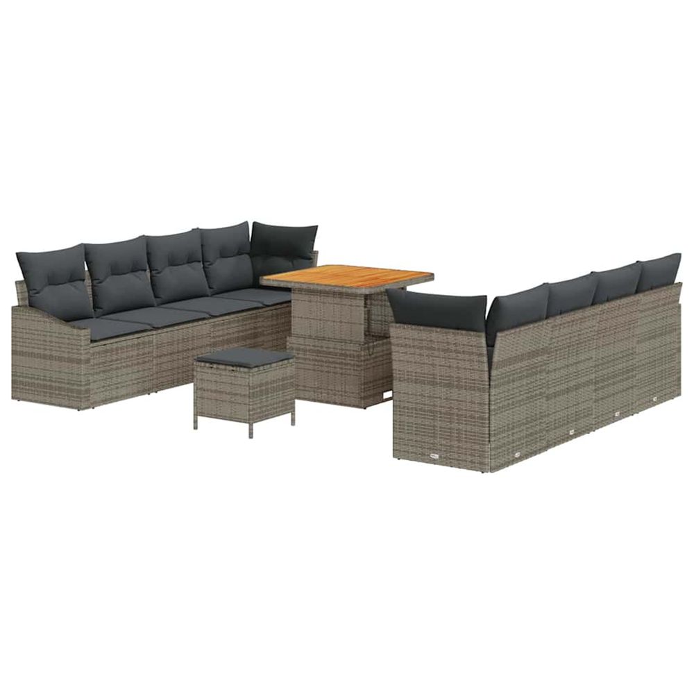 Ensemble de canapé de jardin 11 pc gris polyrotin