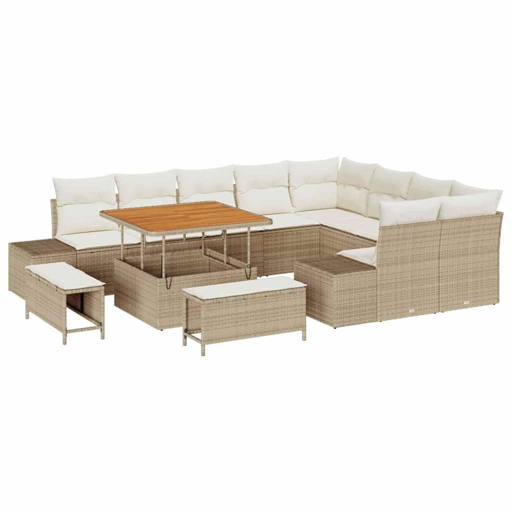 Ensemble de canapé de jardin 12 pc beige polyrotin