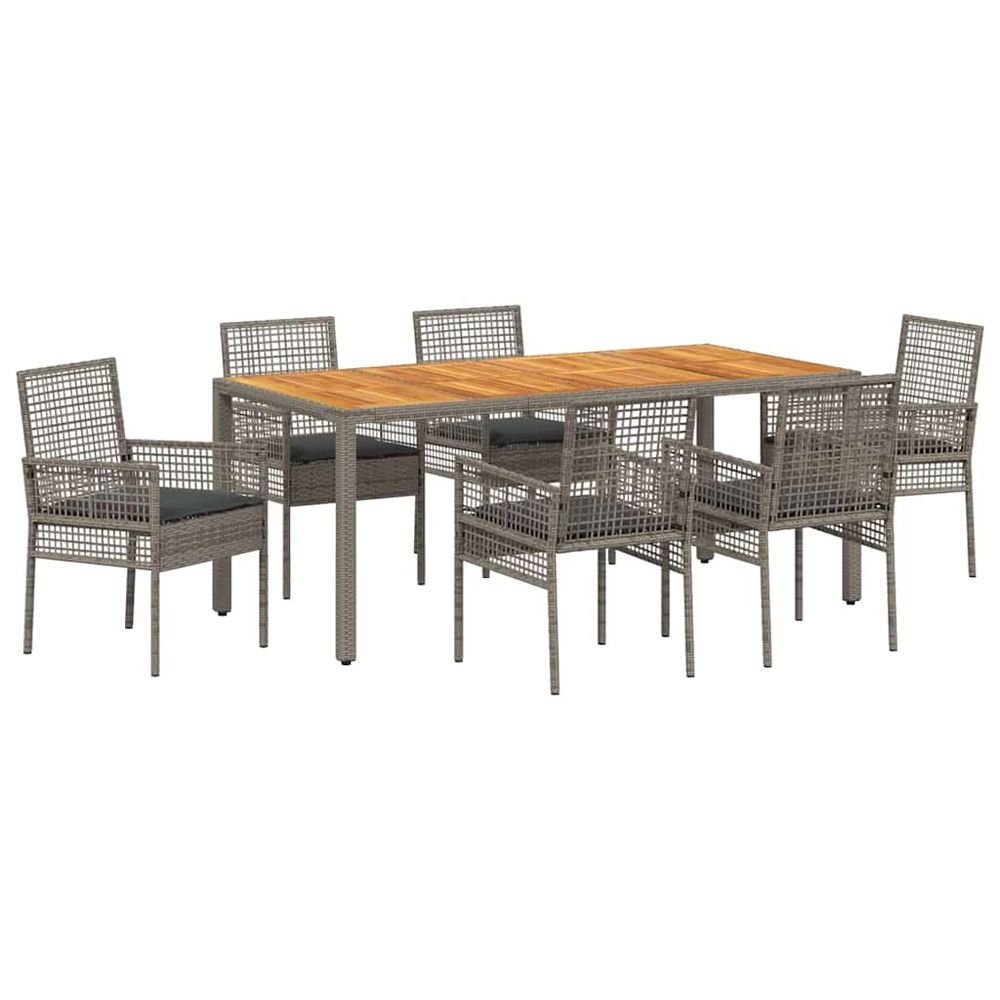 Ensemble de salle à manger pour jardin 7 pc gris polyrotin