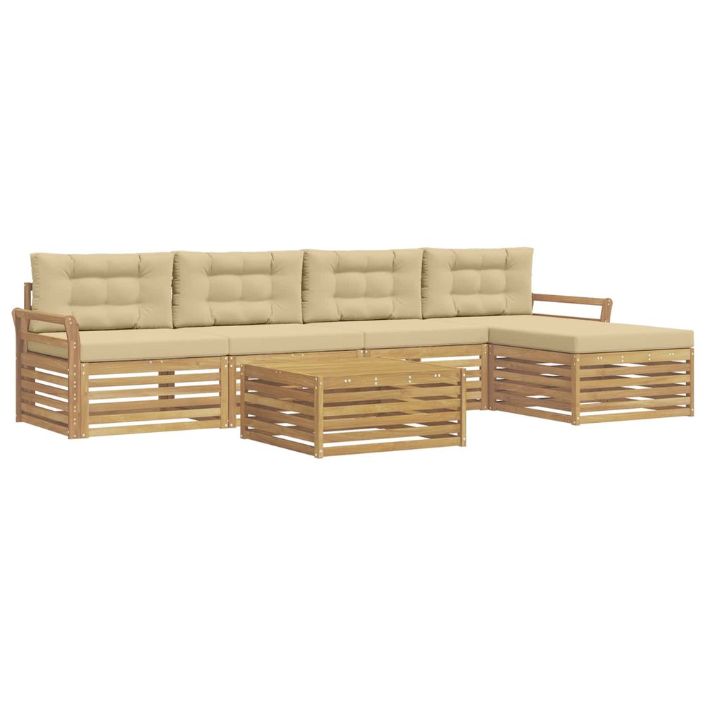 Ensemble de canapés d'extérieur 6 pc blanc et beige polyester