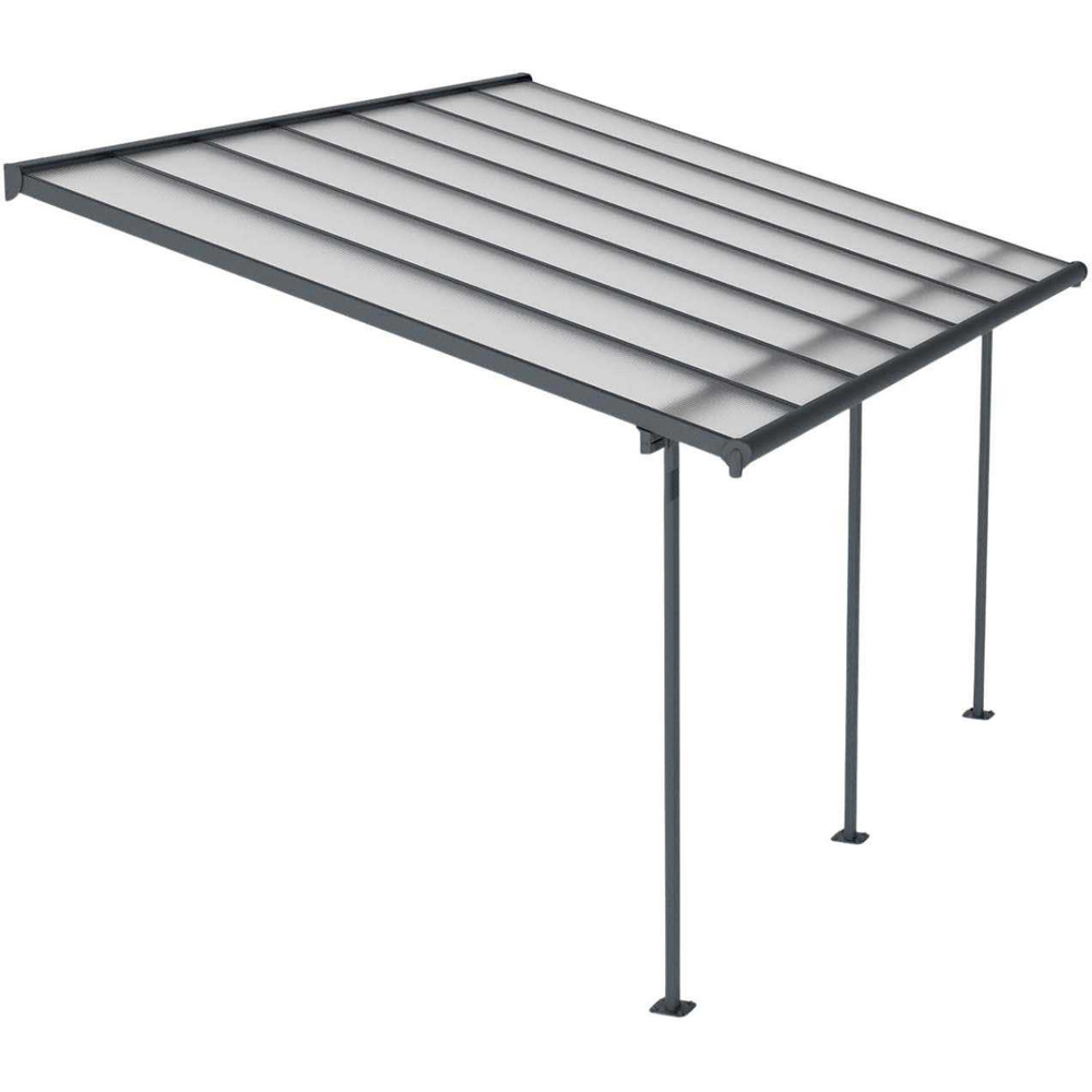 Pergola à adosser en aluminium gris et polycarbonate sierra 3 x 4.3 m