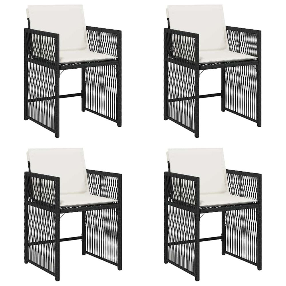 Chaises de jardin lot de 4 avec coussins noir résine tressée