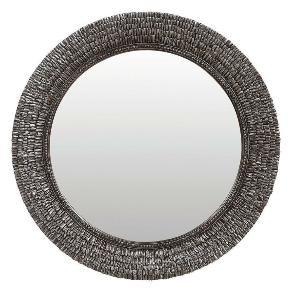 Miroir rond argenté vieilli mdf gris - charme interior's