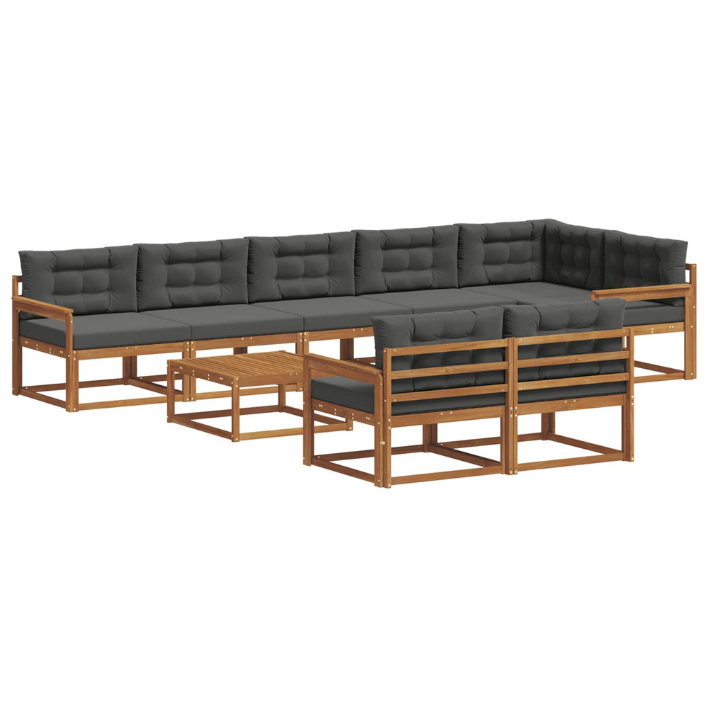 Ensemble de canapés d'extérieur 9 pcs naturel et anthracite