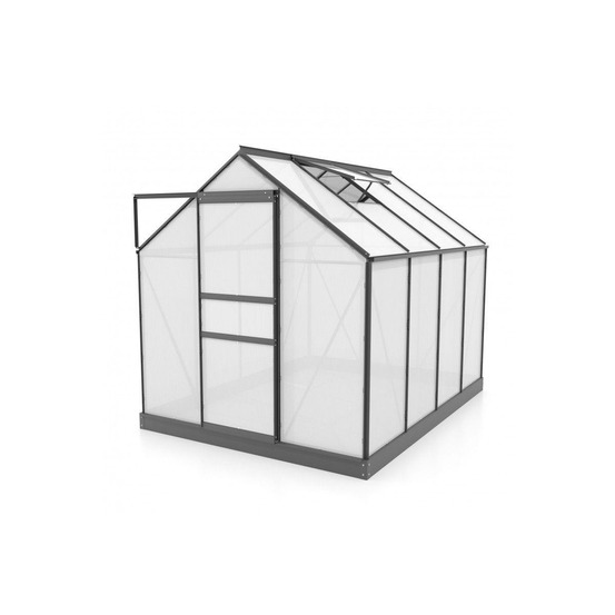 Serre de jardin en polycarbonate 6 mm et aluminium noir avec embase venus longue