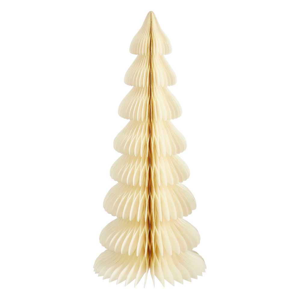 Mica decorations sapin de noël en papier xxl - christmas tree artificiel pliable - h160 x ø75 cm - fsc mix - blanc cassé/or