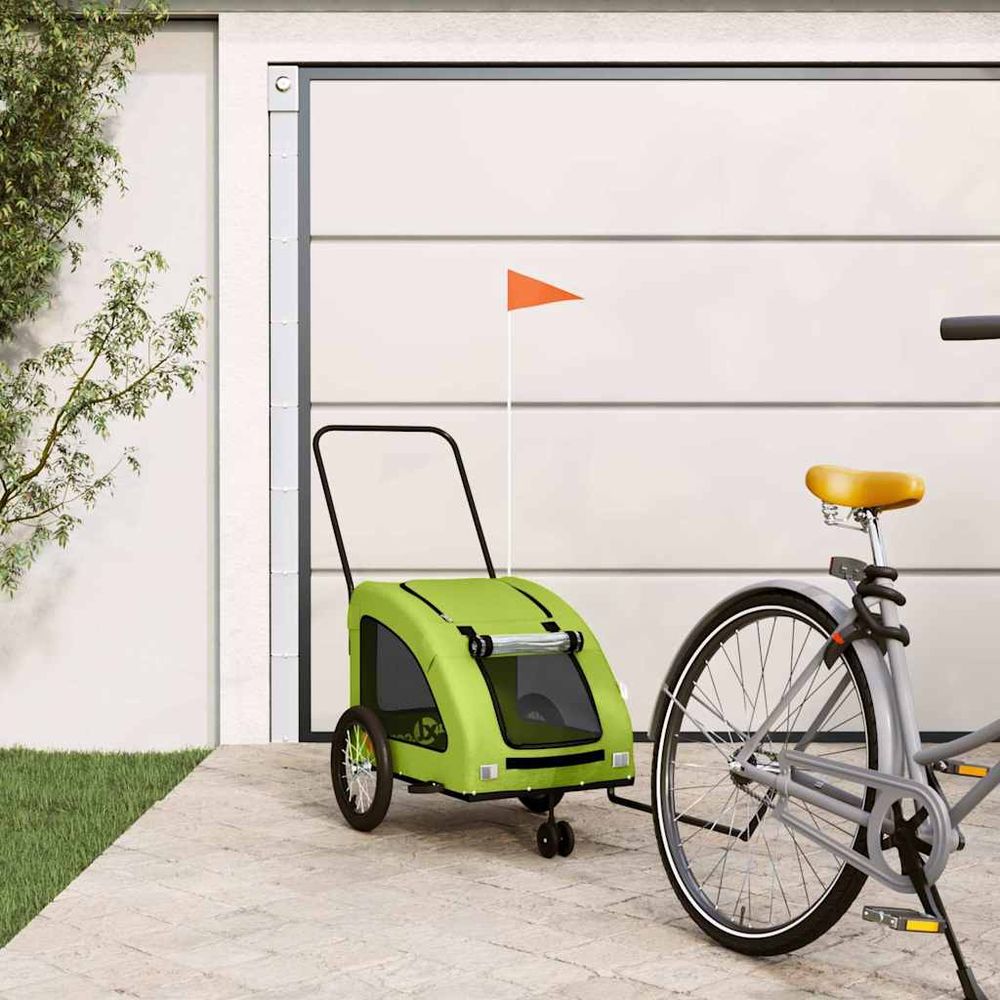 Grand chariot vélo pour chien tissu oxford transport xl 45kg vert