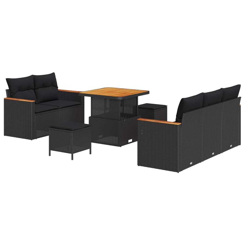 Ensemble de canapé de jardin 8 pc noir polyrotin