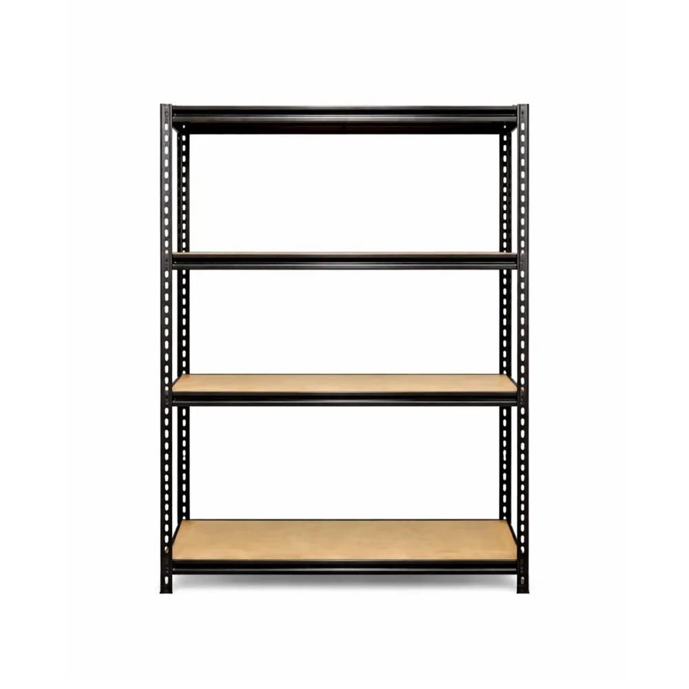 Étagère 4 niveaux noire 120x60x180cm - charge 300kg par étagère - acier & mdf