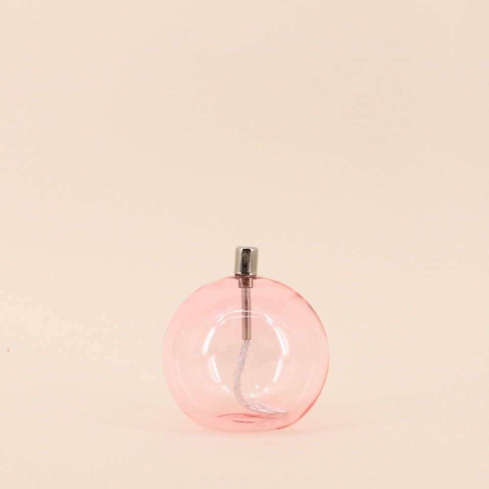 Lampe à huile sphère en verre soufflé rose 11cm