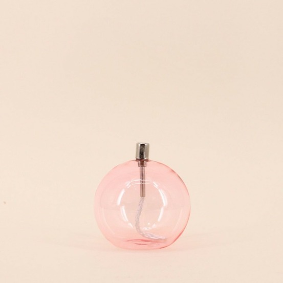 Lampe à huile sphère en verre soufflé rose 11cm