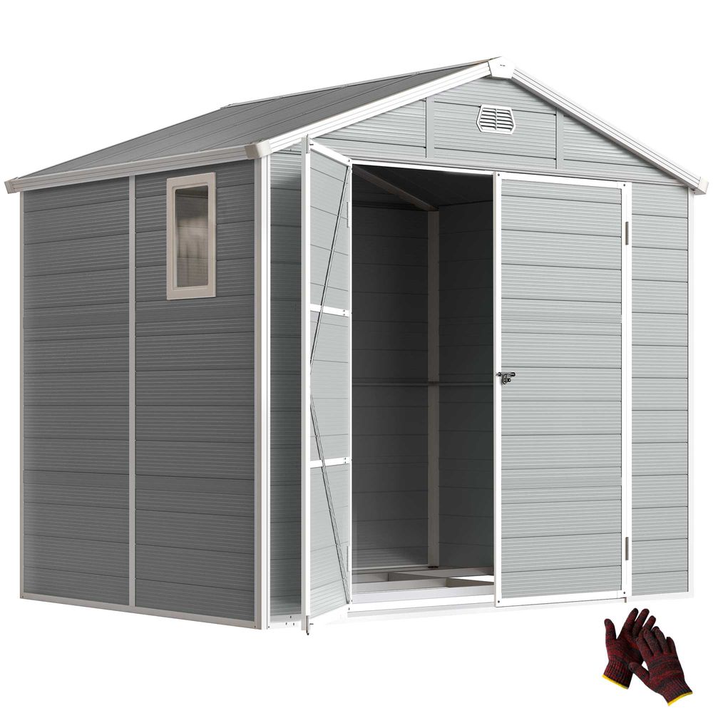 Abri de jardin polypropylène recyclé gris 240 x 190 x 228 cm avec fenêtre et ventilation - comfortxl outdoor living