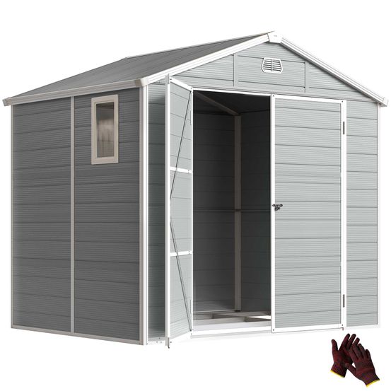 Abri de jardin polypropylène recyclé gris 240 x 190 x 228 cm avec fenêtre et ventilation - comfortxl outdoor living